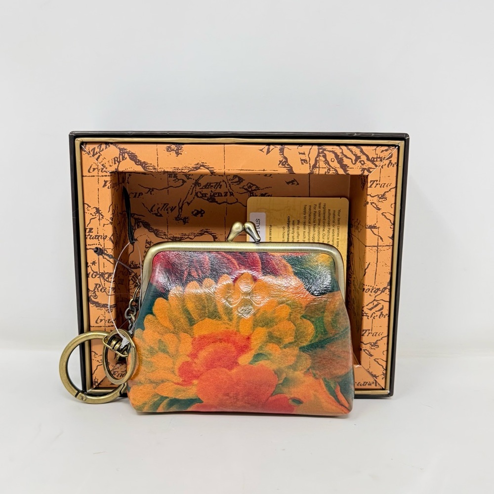 Patricia Nash floral printed leather kisslock coin purse